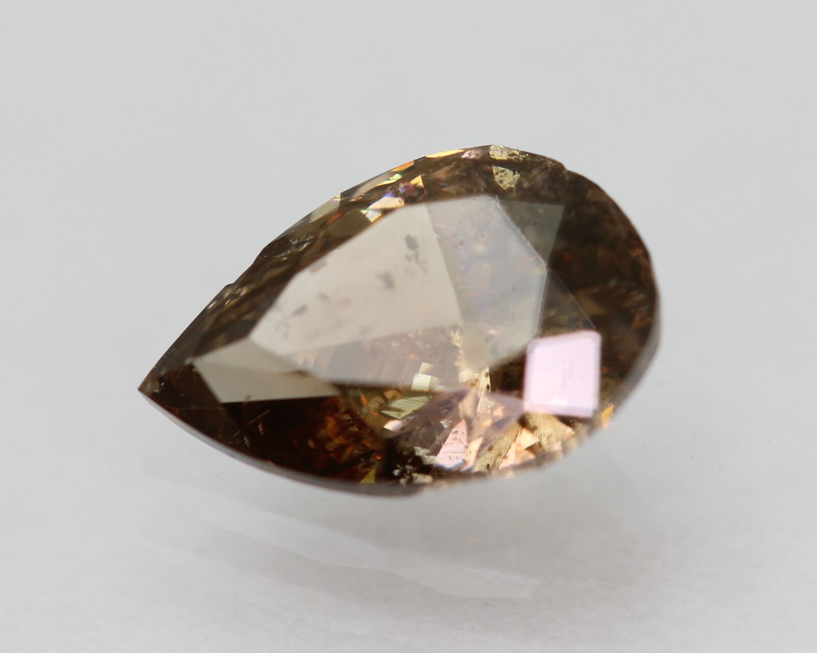 Cert 1.00 Carat Vivid Brown Si2 Pear Enhanced Natural Diamond 8.17x5.53mm